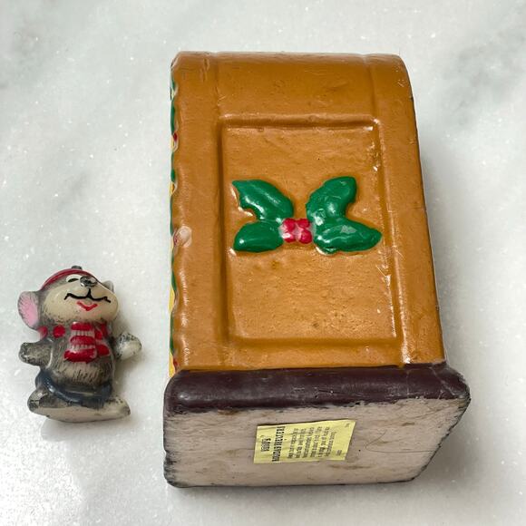 Vintage Jasco Snowy Holiday Shelters Candle Christmas Clock Mouse 2 in 1 READ - Picture 10 of 10